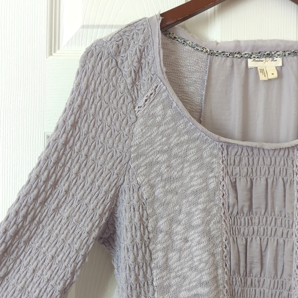 Meadow Rue Anthropologie Triple Texture Knit Scoop Neck Long Sleeve Top Purple M - Picture 3 of 13